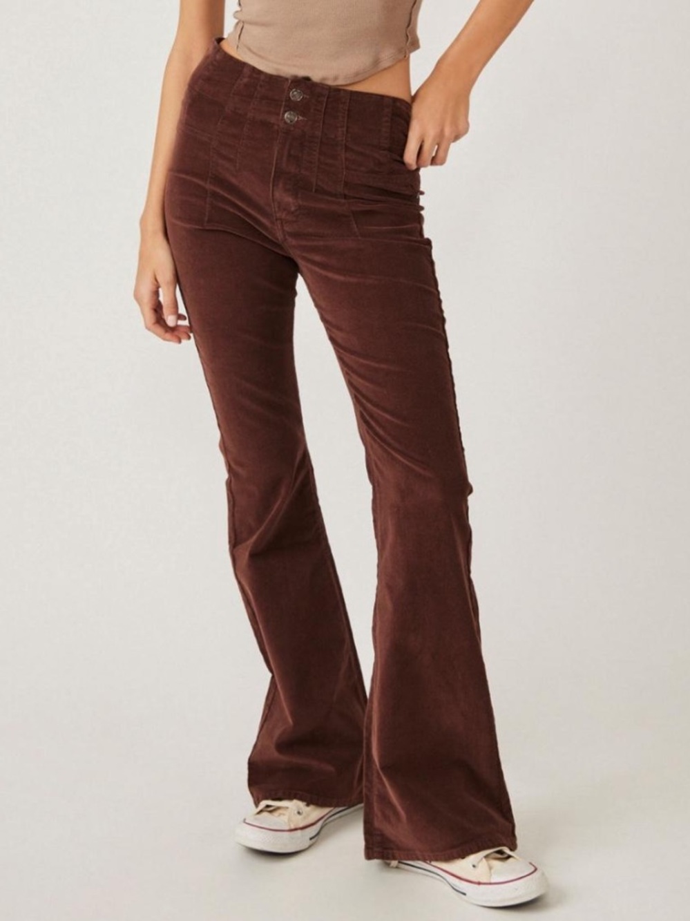 We The Free Chocolate Brown Corduroy High-Rise Pants